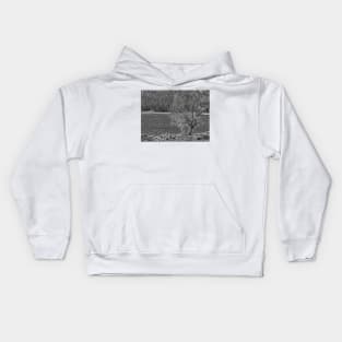 Forest Through The Trees - Black And White Kids Hoodie